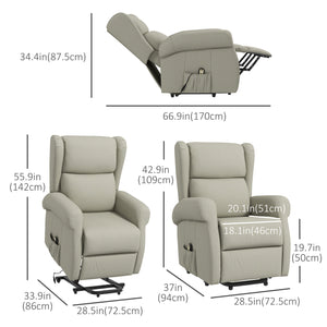 Fauteuil releveur à oreilles inclinable électrique avec repose-pieds, blanc crème