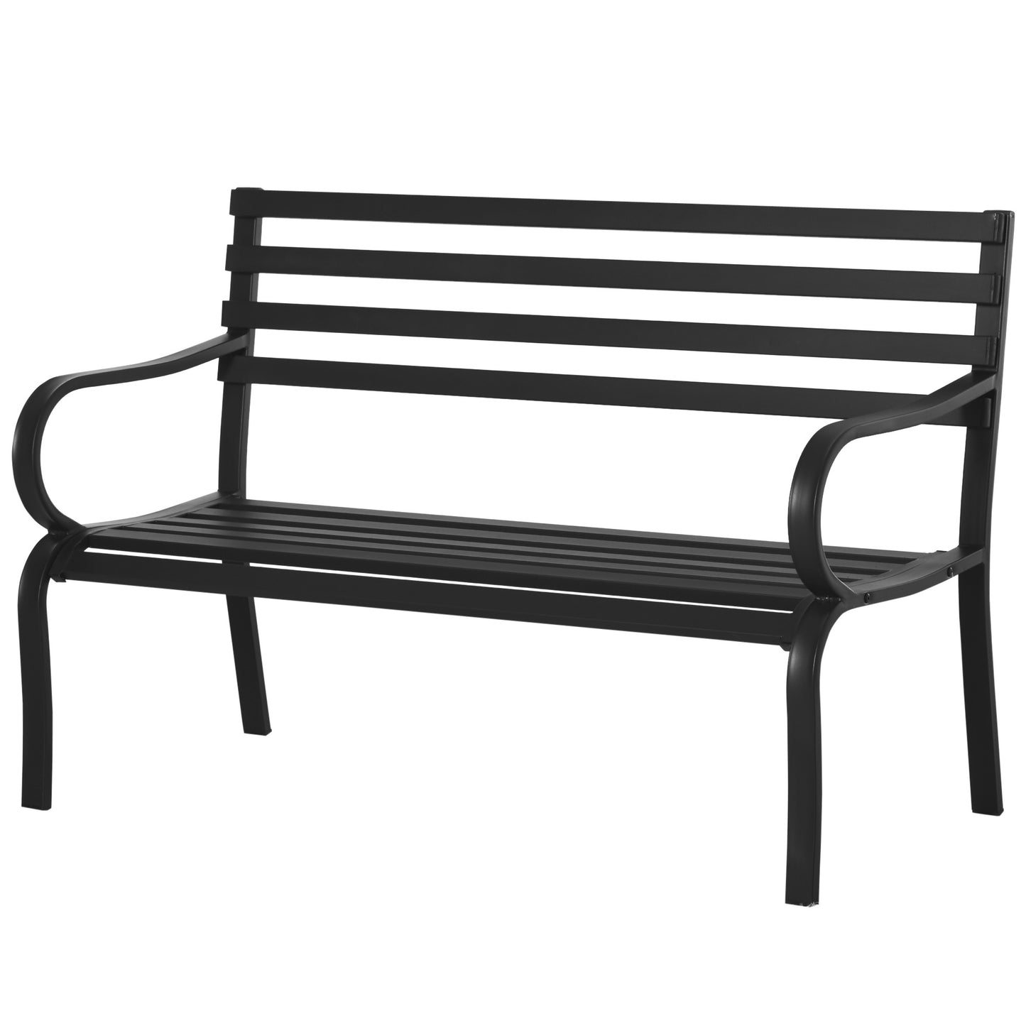 Outsunny 2 Seater Garden Bench, Metal Outdoor Bench for Yard, Lawn, Porch, Black