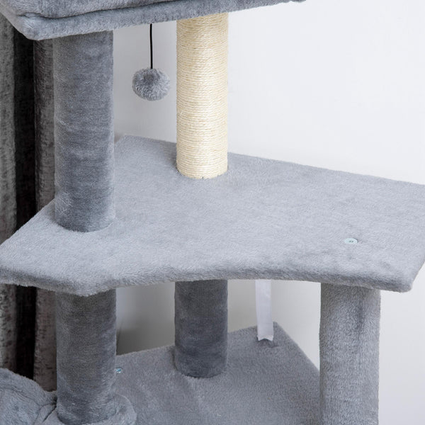 Arbre à chat de 127 cm à plusieurs niveaux avec griffoirs et rampe, gris