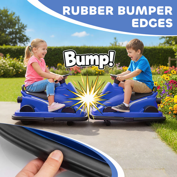 6V Bumper Car, 360 Degree Rotation, Dual Motor, Music, Blue
