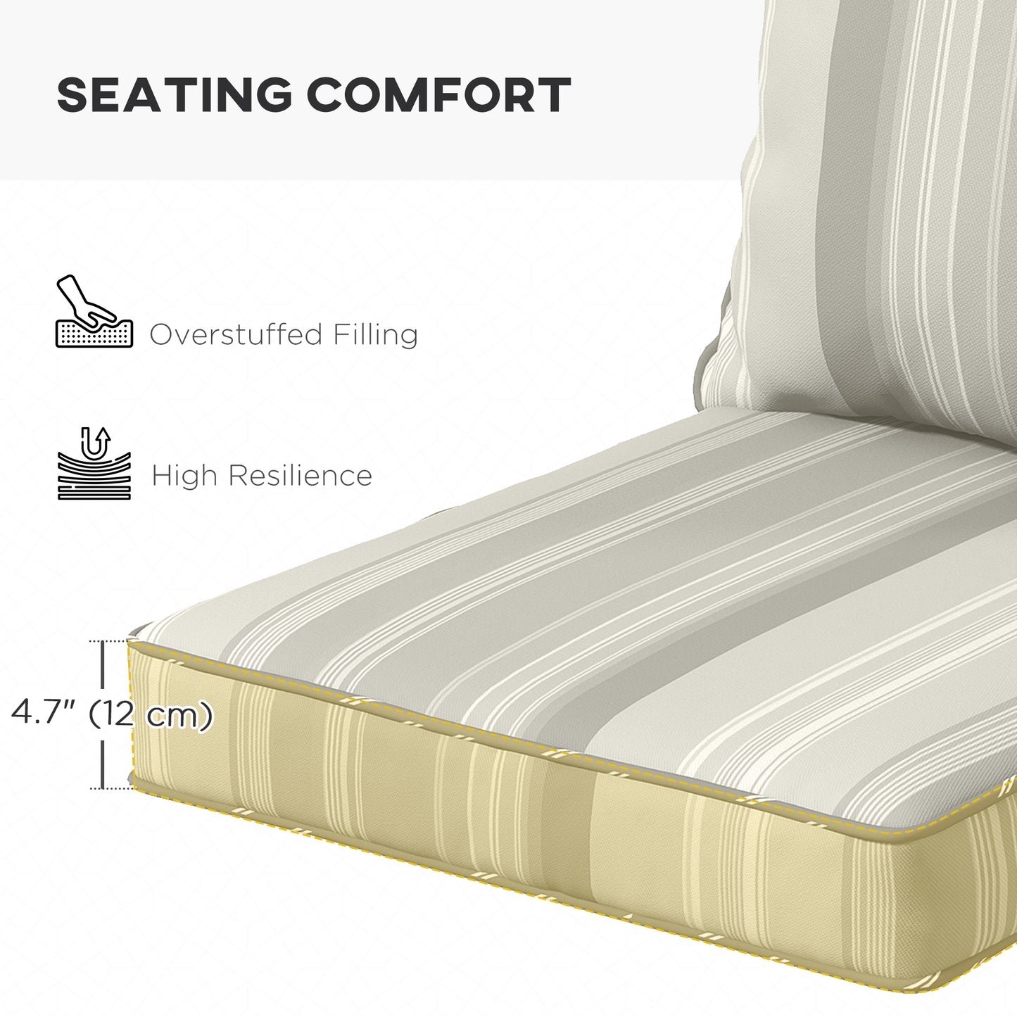 Coussins de remplacement, lot de 4, pour chaise de patio, intérieur et extérieur, gris