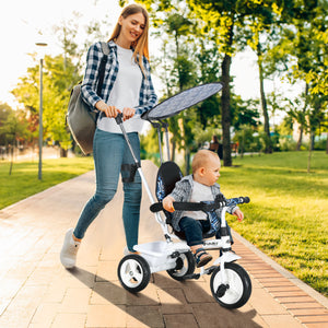 Tricycle 6 en 1 pour enfants avec guidon et auvent amovibles, bleu