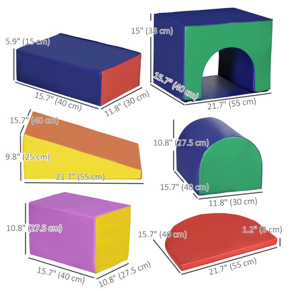 7 blocs d'escalade en mousse pour tout-petits, multicolore