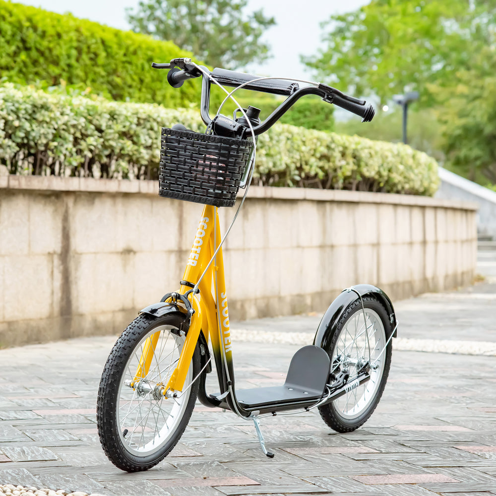 Trottinette avec guidon réglable, 2 freins, panier porte-gobelet, orange