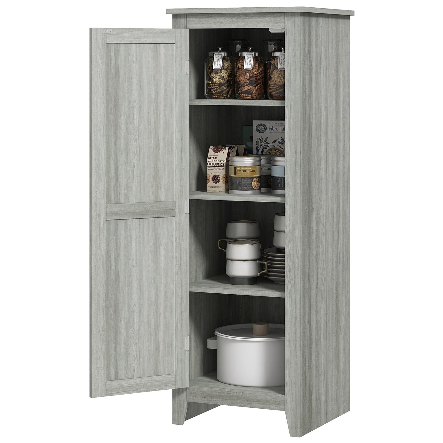 HOMCOM 48" Storage Cabinet with Barn Door, Adjustable Shelves, Gray Wood Grain