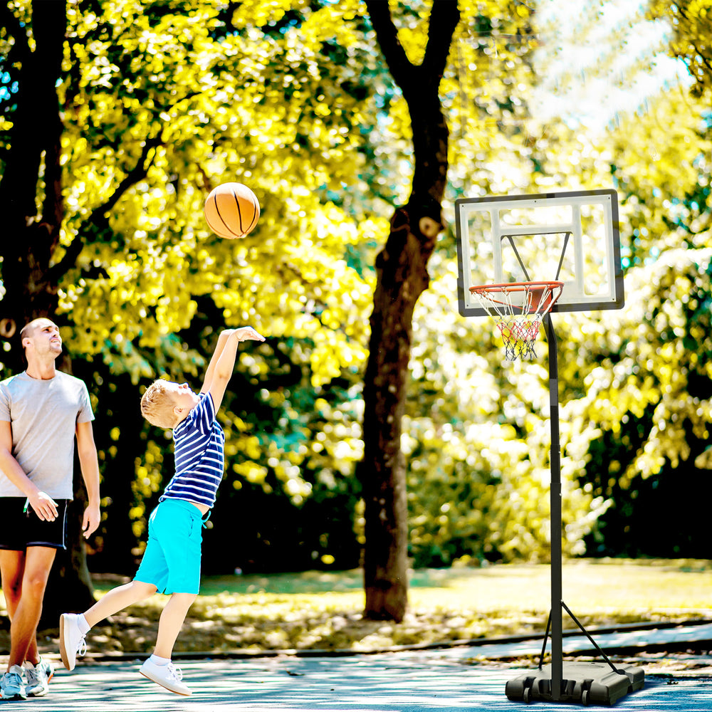 Panier de basket portable avec roulettes, hauteur réglable de 2,4 à 3 m, noir