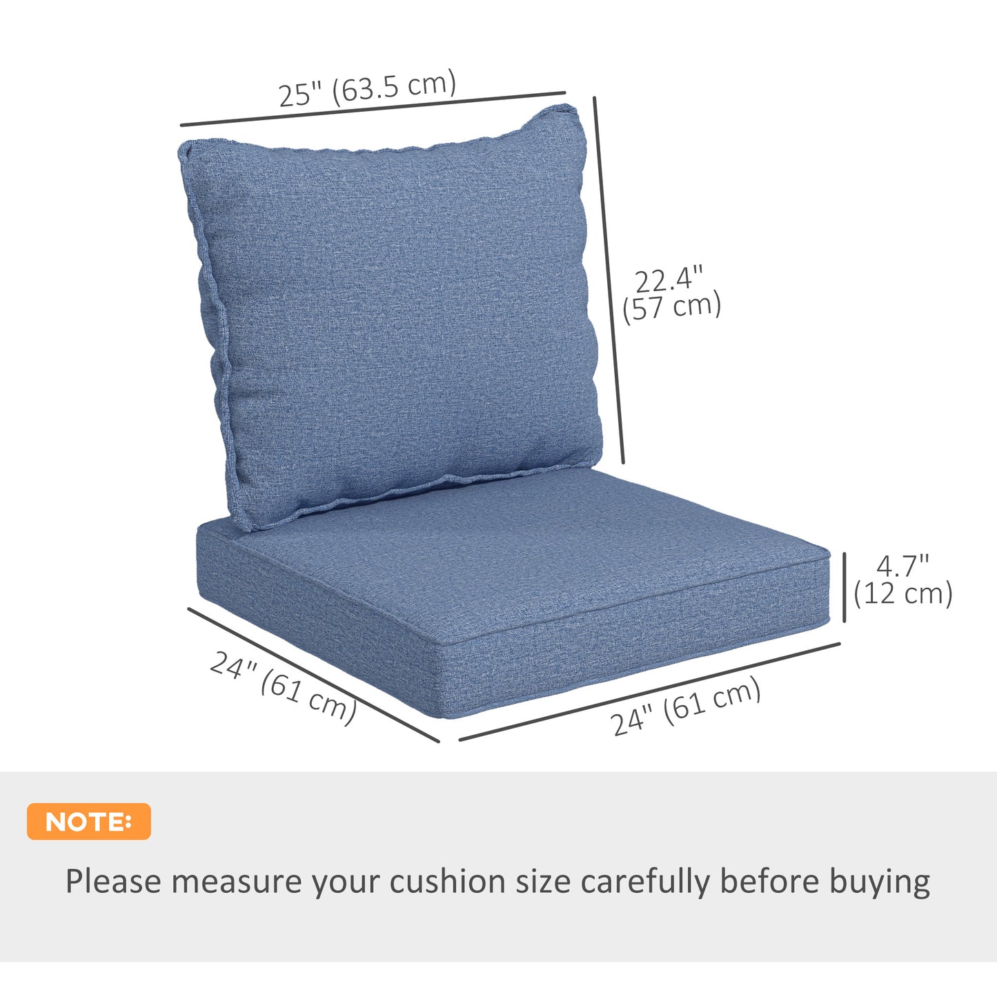 Coussins de remplacement, lot de 4, coussins de chaise de patio, bleu