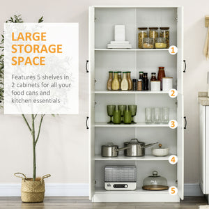 Meuble de rangement avec 4 portes battantes et étagères réglables, blanc