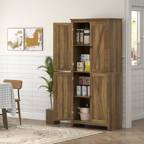 Meuble de rangement avec portes et étagères, marron
