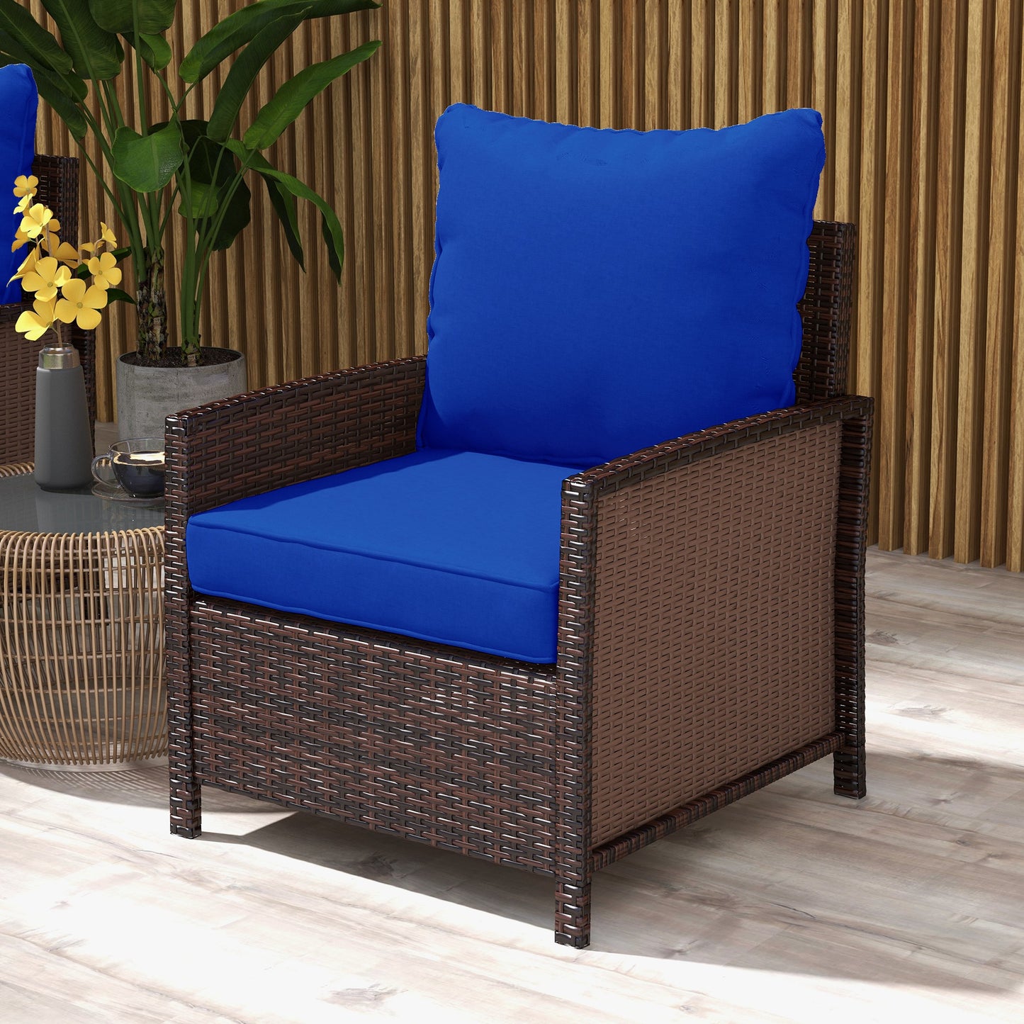 Lot de 4 coussins de rechange pour chaise de patio avec dossier, bleu marine