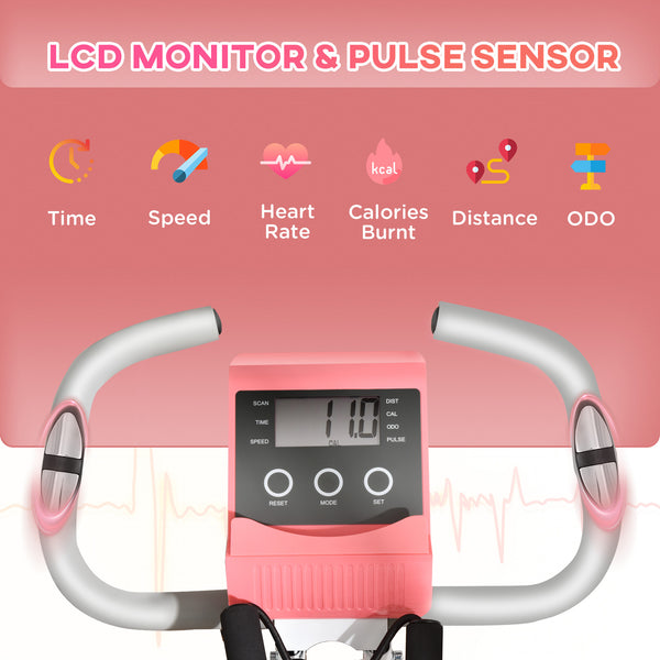 3-in-1 Folding Exercise Bike with 8-Level Magnetic Resistance, Pink
