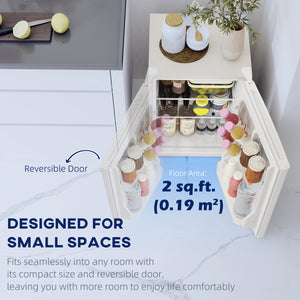 Mini-réfrigérateur 2,5 pi³, réfrigérateur compact à une porte avec congélateur, thermostat réglable, porte réversible, blanc
