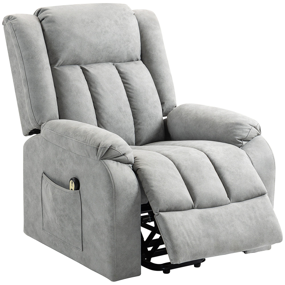 Fauteuil releveur pour seniors, fauteuil inclinable électrique en microfibre avec télécommande, gris clair