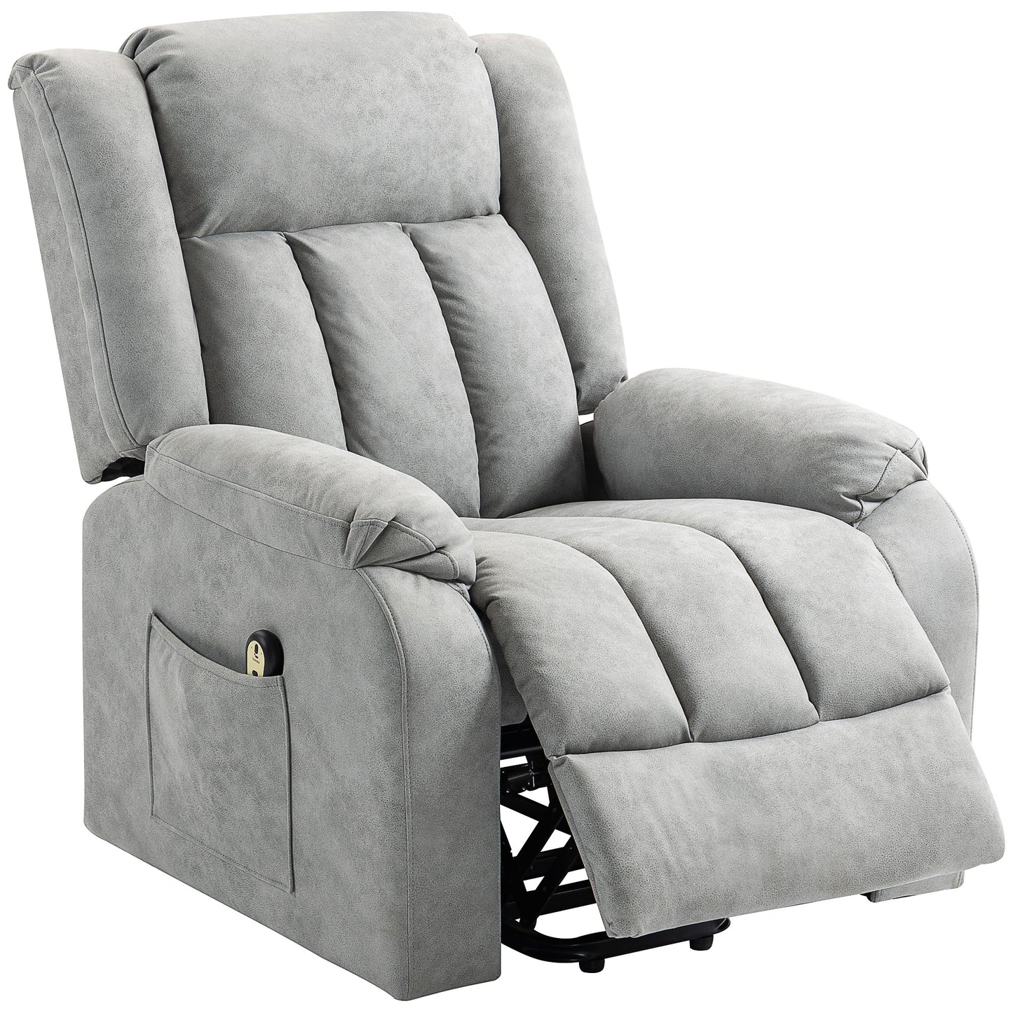 Fauteuil releveur pour seniors, fauteuil inclinable électrique en microfibre avec télécommande, gris clair