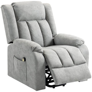 Fauteuil releveur pour seniors, fauteuil inclinable électrique en microfibre avec télécommande, gris clair