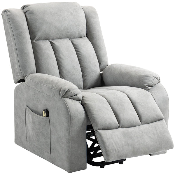 Fauteuil releveur pour seniors, fauteuil inclinable électrique en microfibre avec télécommande, gris clair