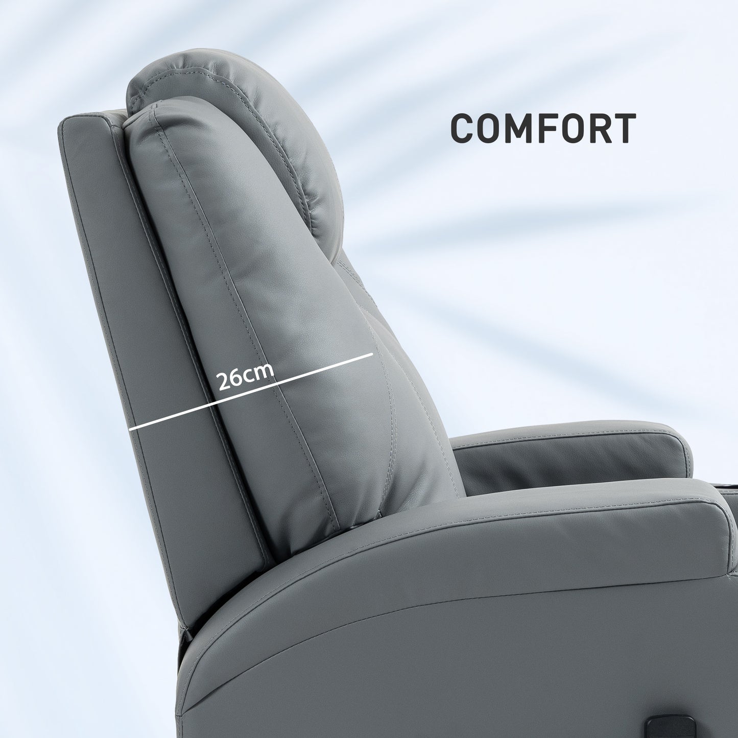 Fauteuil massant inclinable manuel pivotant avec 8 points de vibration et porte-gobelets, gris clair
