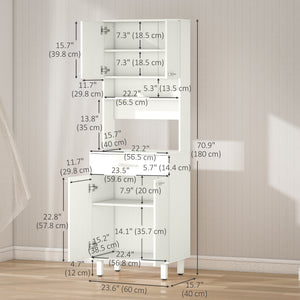 Garde-manger avec rangement pour micro-ondes, blanc