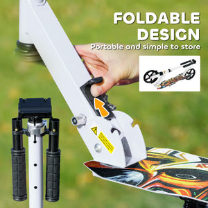 Trottinette avec hauteur réglable, frein arrière, grande roue de 20 cm, pliable, blanche