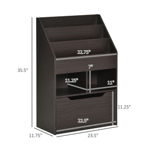 Bibliothèque multi-étagères avec tiroir de rangement, marron