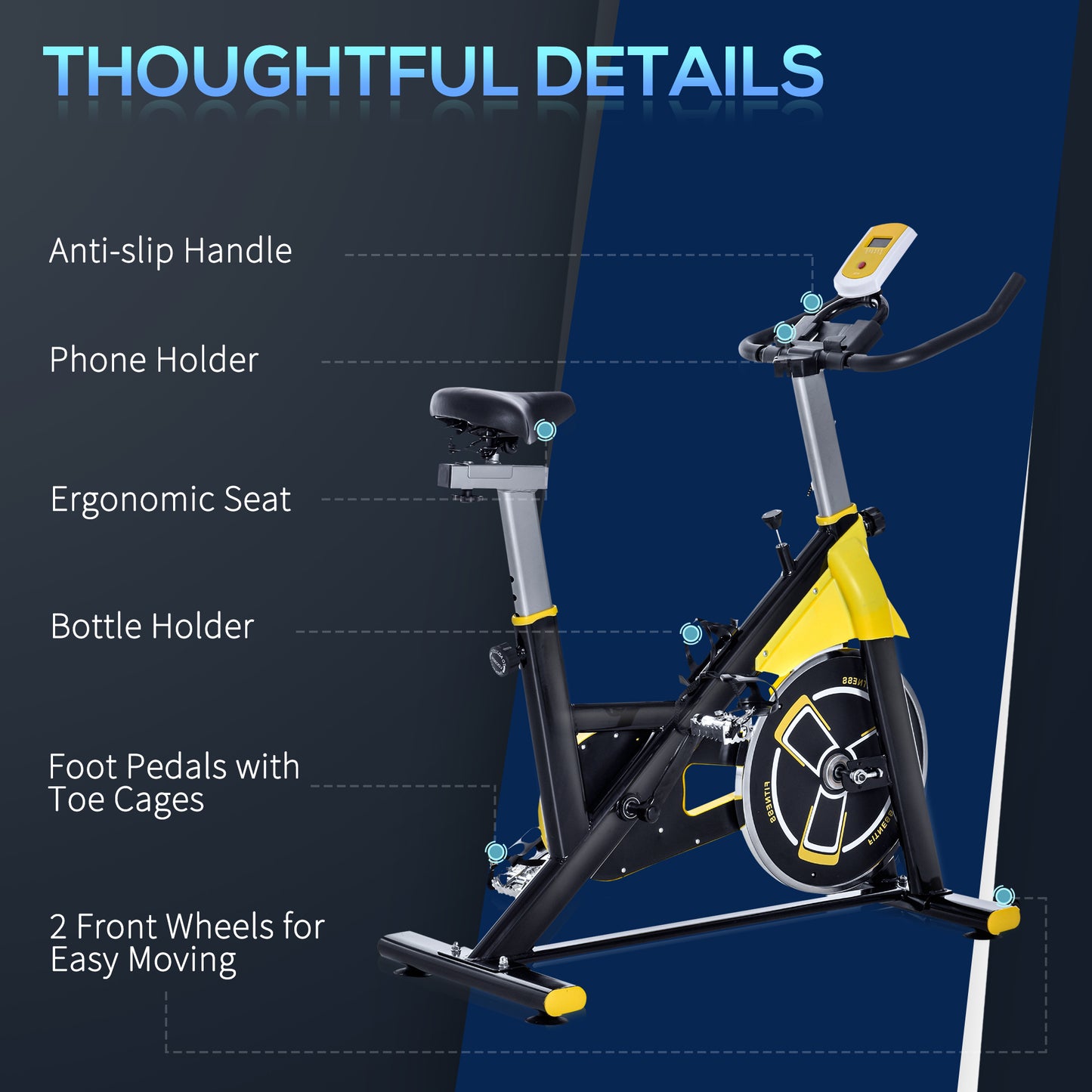 Indoor Stationary Exercise Bike with Belt Drive, Adjustable Resistance, Seat, Handlebars with LCD Display for Home Gym