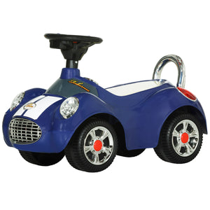 Voiture à pousser pour bambin avec musique, klaxon, lumière, bleu foncé