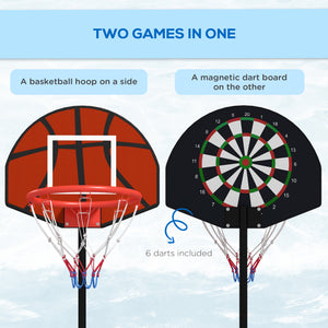 Panier de basket 2 en 1 avec panier et jeux de fléchettes magnétiques