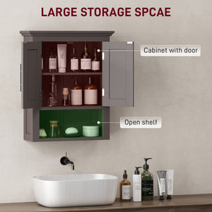 Armoire murale de salle de bain avec étagère, marron