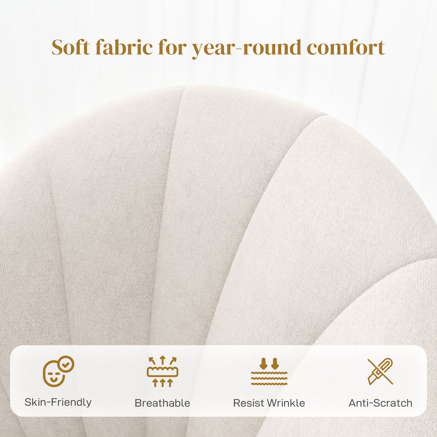 Lot de 4 chaises de salle à manger modernes avec pieds en métal, blanc crème