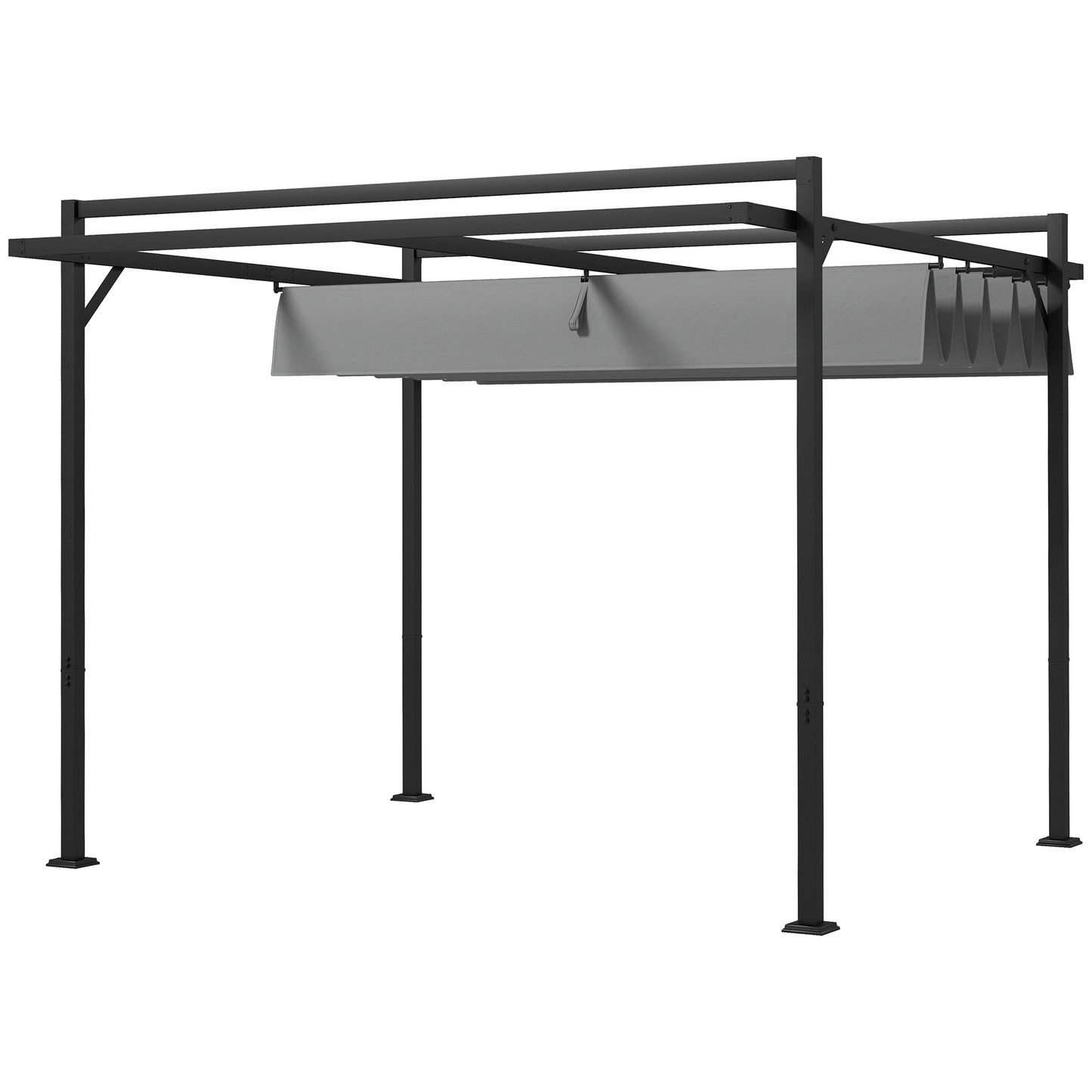 Pergola rétractable 10' x 10', abri de jardin, pour barbecue, patio, terrasse, gris foncé