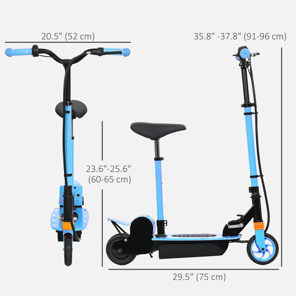 Trottinette électrique pliable avec siège et 2 hauteurs réglables, bleu
