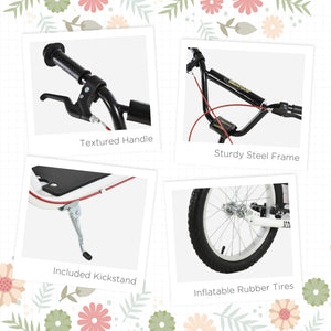 Trottinette avec roues gonflables de 16 pouces et doubles freins, blanche
