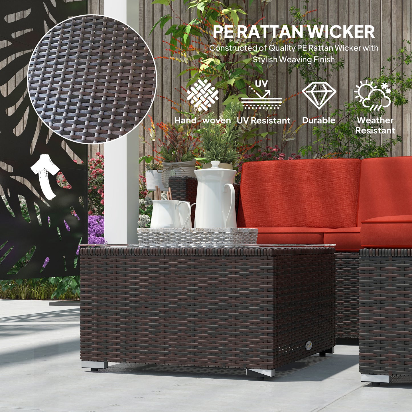 Mobilier de jardin avec coussins moelleux, canapés d'angle, rouge