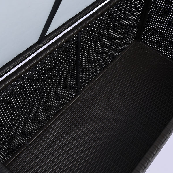 Coffre de rangement extérieur en osier de 75 gallons avec vérin à gaz, marron foncé