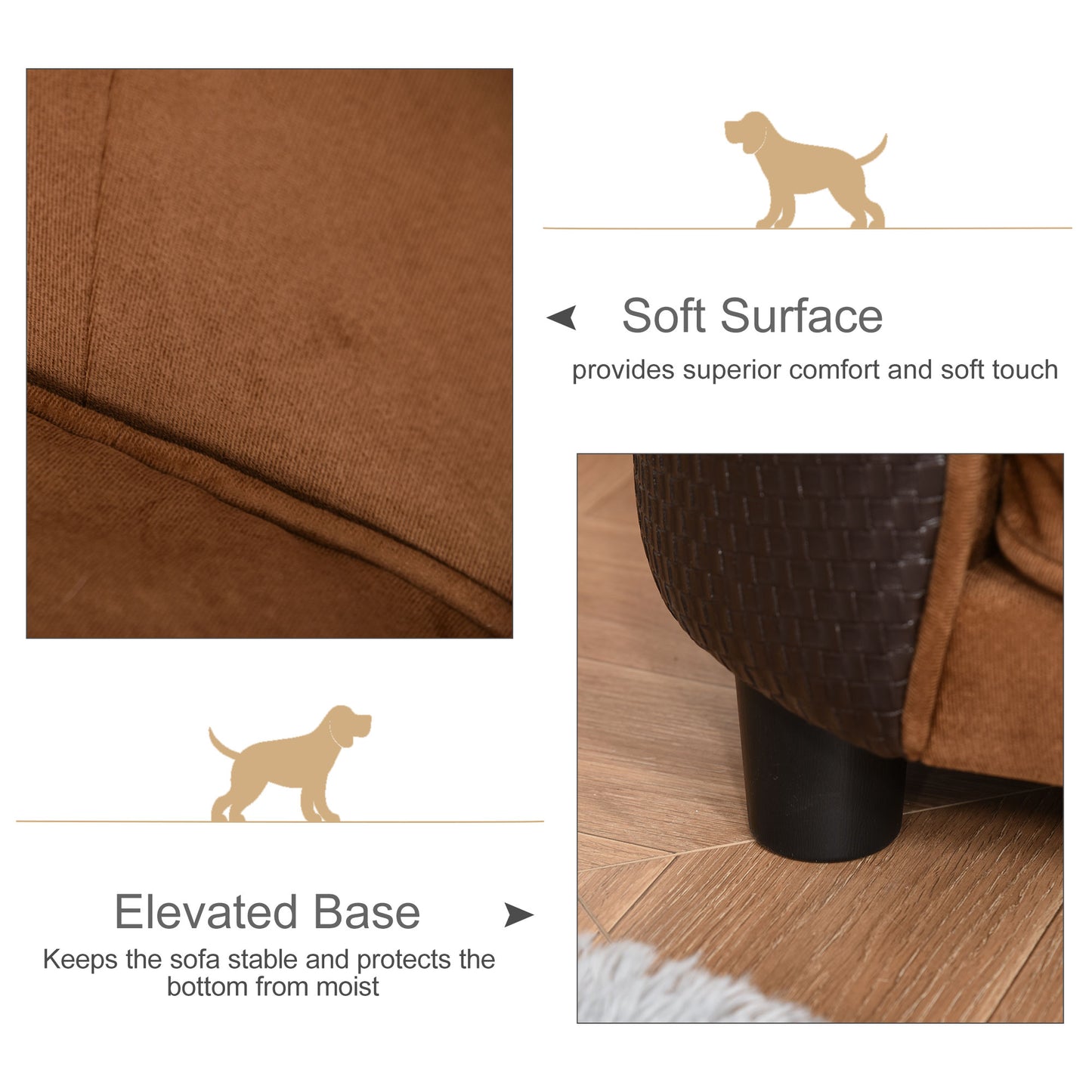 Canapé surélevé pour chien avec coussin amovible et lavable