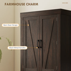 Meuble de rangement style campagnard avec 4 portes de grange, marron