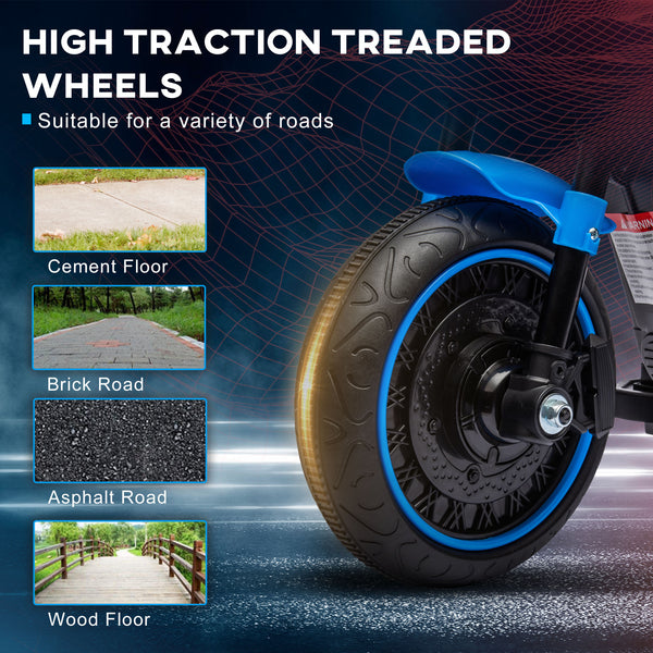 6V motorcycle with training wheels, blue