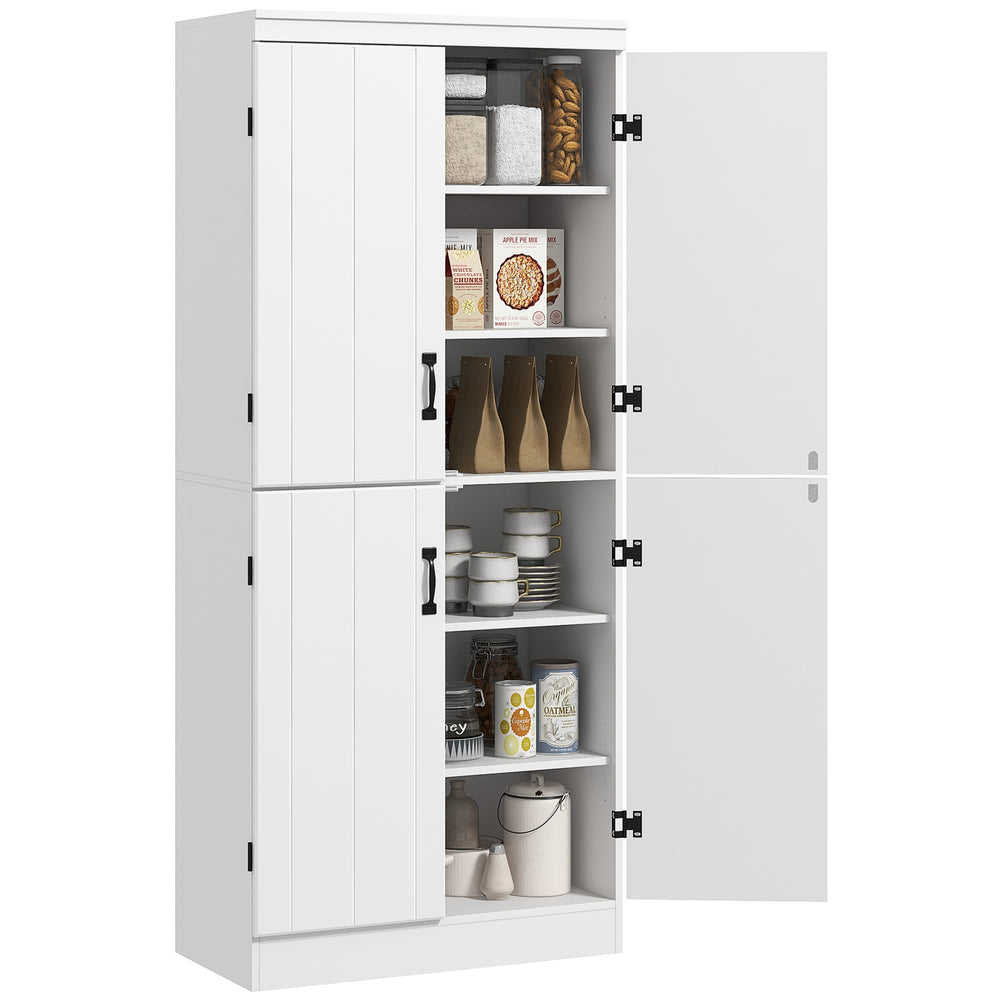 Meuble de rangement 4 portes avec étagères réglables, blanc