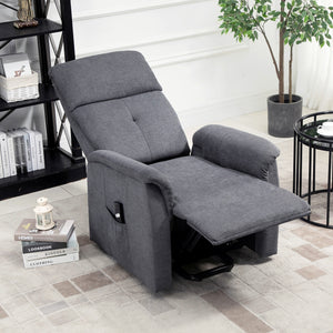 Fauteuil releveur électrique inclinable avec télécommande et poche latérale, gris