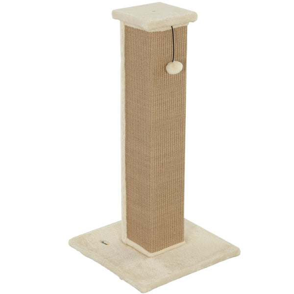 81cm High Cat Tree, Scratching Post with Hanging Ball and Soft Plush, Beige
