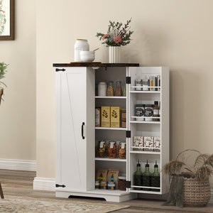 Garde-manger de style campagnard avec portes et étagères réglables, blanc