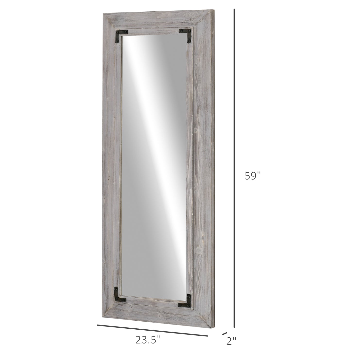 Miroir pleine longueur 140 x 60 cm, montage mural et miroir de sol incliné, vertical ou horizontal pour chambre, gris