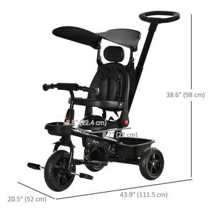 Tricycle pour enfants 4 en 1 avec siège réglable à angle réversible, noir