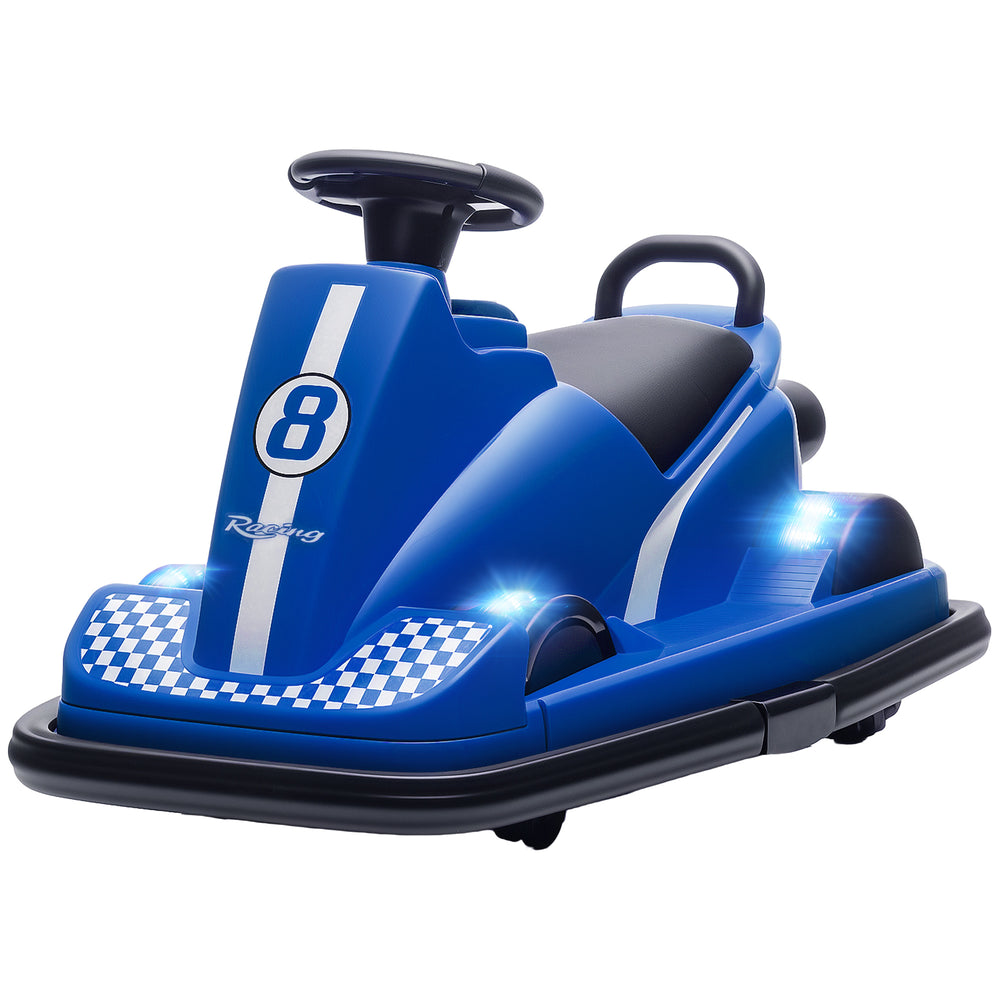 6V Bumper Car, 360 Degree Rotation, Dual Motor, Music, Blue