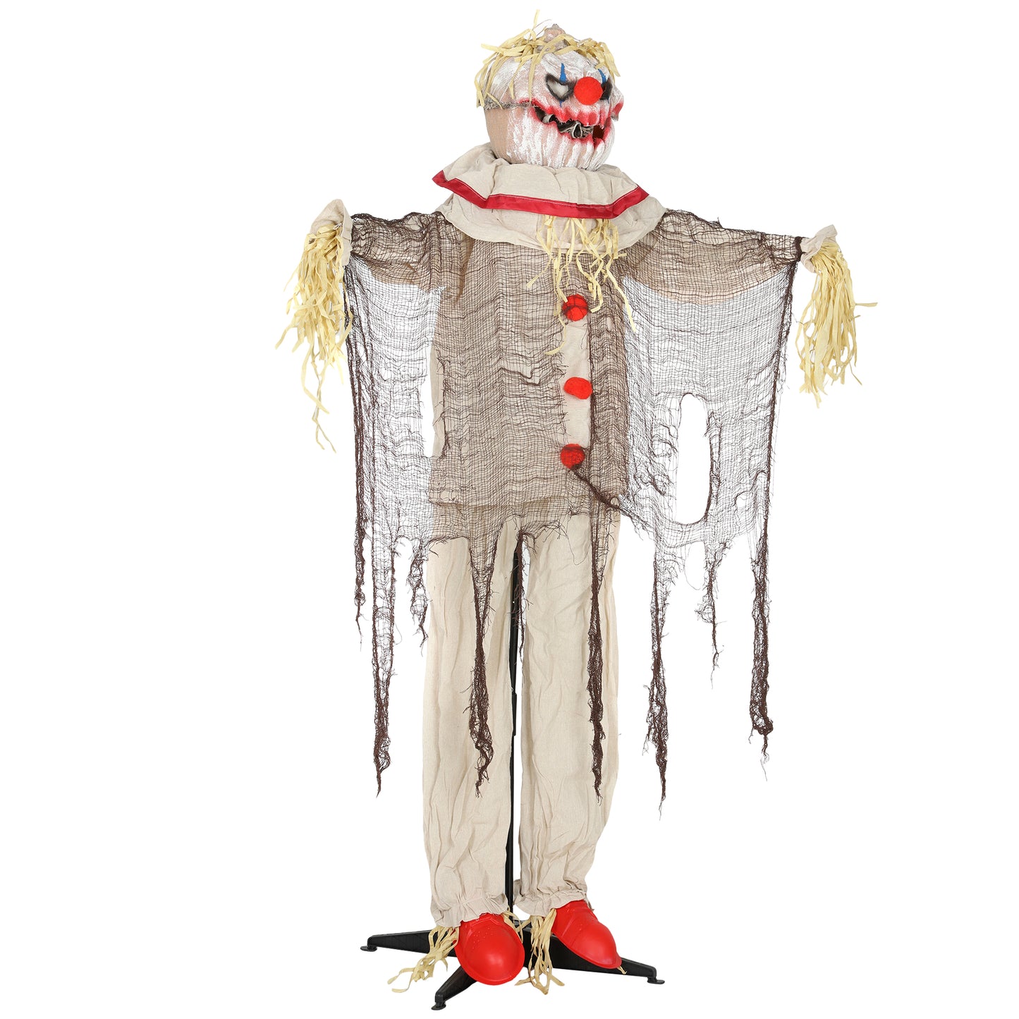 Clown citrouille animé grandeur nature avec yeux LED lumineux, fonctionne sur piles, accessoire de fête d'intérieur