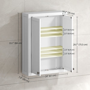 Meuble de salle de bain mural moderne avec 2 portes et 2 étagères réglables, blanc