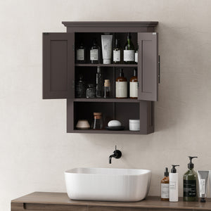 Armoire murale de salle de bain avec étagère, marron