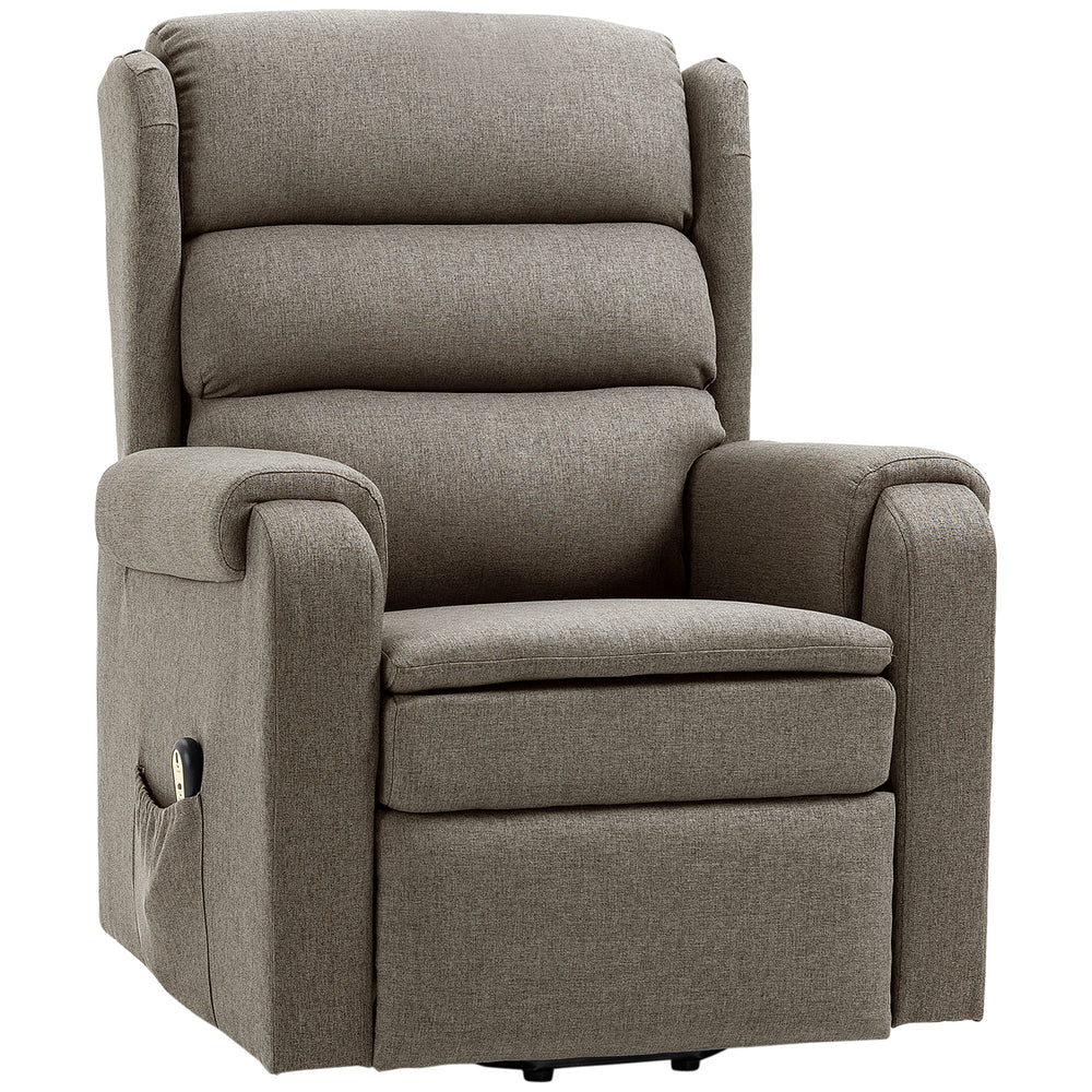 Fauteuil releveur pour personnes âgées avec repose-pieds et poches latérales, marron