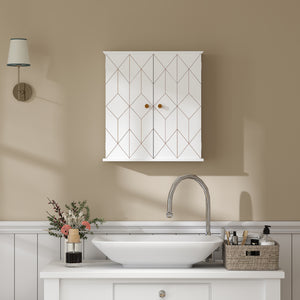 Armoire à pharmacie, meuble de rangement avec 2 portes et étagère réglable, blanc
