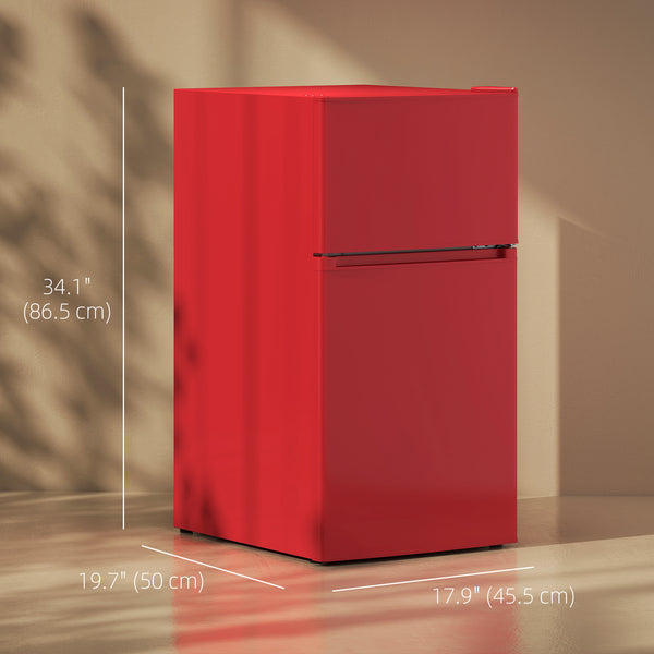 Réfrigérateur compact 3,2 pi³, mini-réfrigérateur avec congélateur, étagères réglables et portes réversibles, rouge